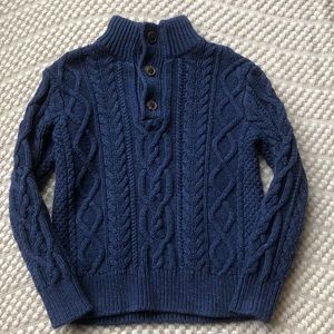 GAP Kids Blue Button Sweater Faux Fir Trim